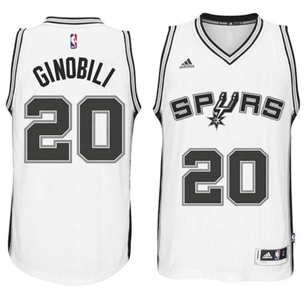 Men's  Spurs #20 Manu Ginobili 2014-15 New Swingman Home White Jersey